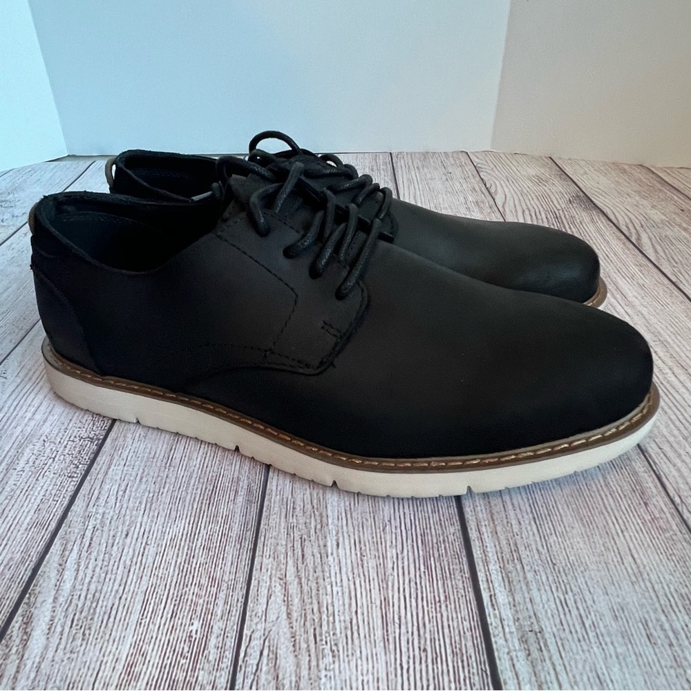 TOMS Black Leather Navi Oxfords Shoes 12